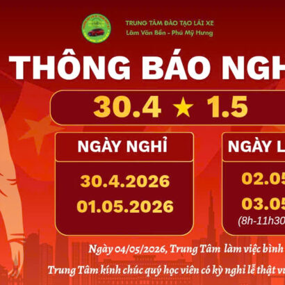THÔNG BÁO LỊCH NGHỈ VÀ LÀM VIỆC DỊP LỄ 30/4/2026 & 01/05/2026