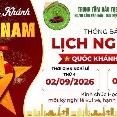 📢 THÔNG BÁO LỊCH NGHỈ DỊP LỄ QUỐC KHÁNH 2/9/2026 📢