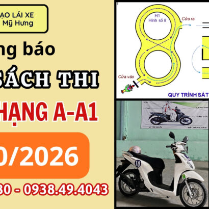 🙋 THÔNG BÁO LỊCH THI BẰNG XE MÁY THÁNG 10-2026🙋
